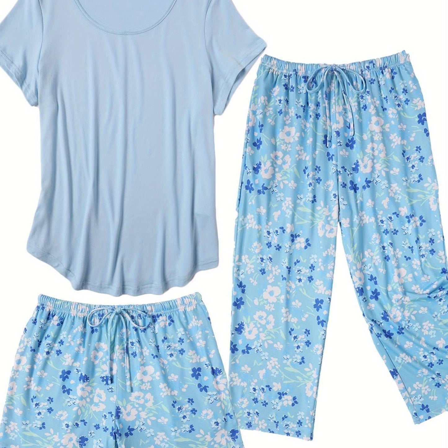 3 PCS Super-Soft Capri Pajamas Set For Women Nightwear