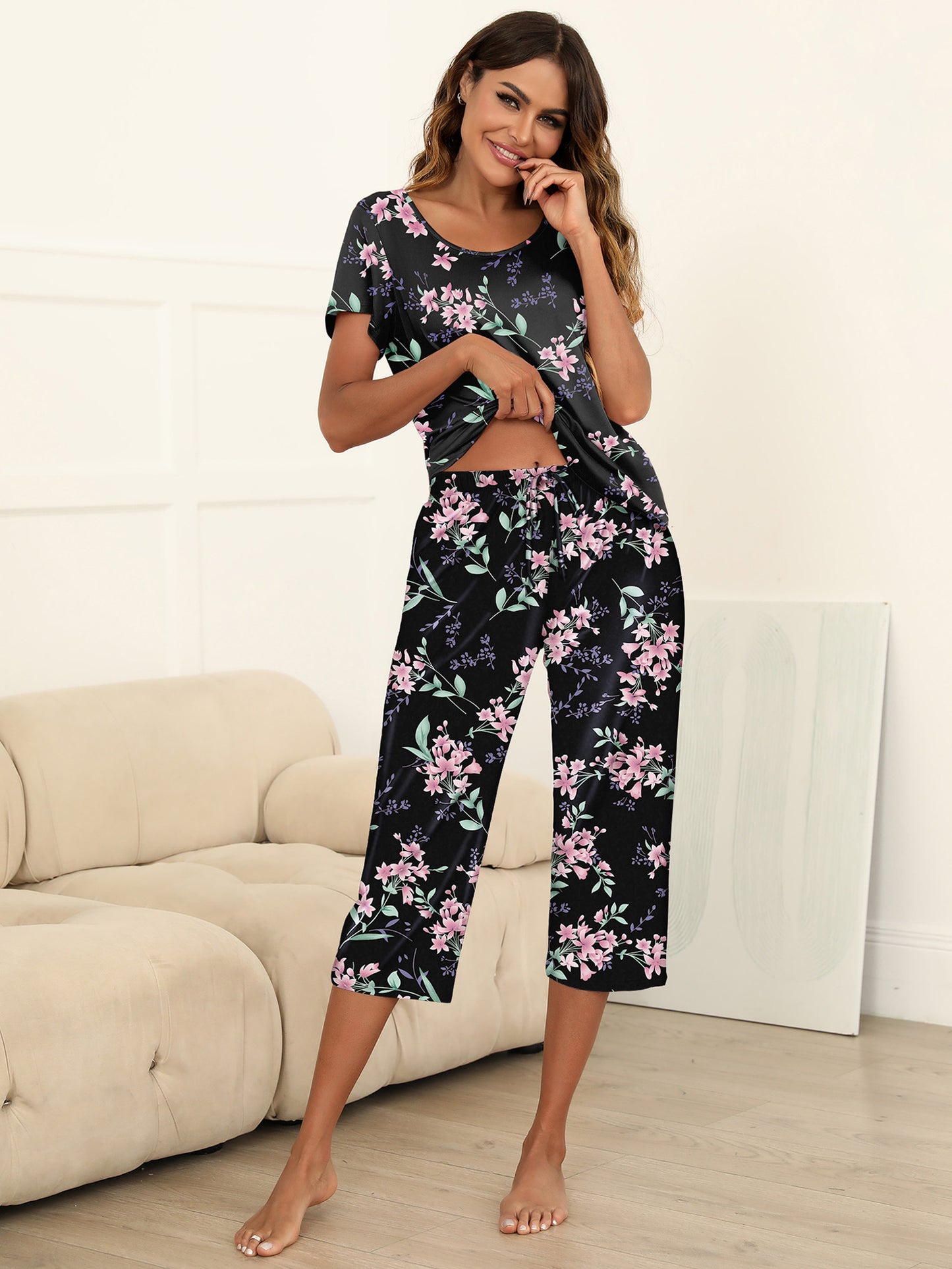 3 PCS Super-Soft Capri Pajamas Set For Women Nightwear
