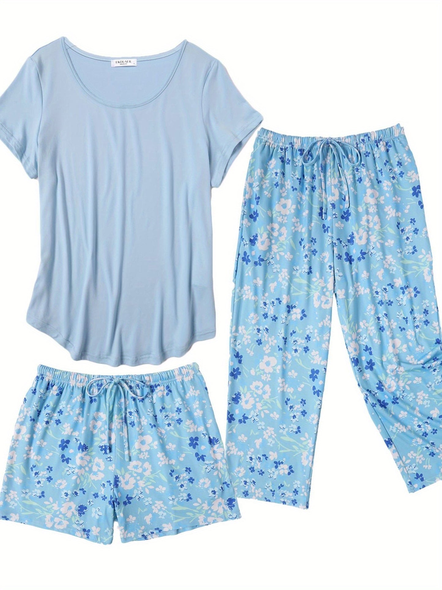 3 PCS Super-Soft Capri Pajamas Set For Women Nightwear