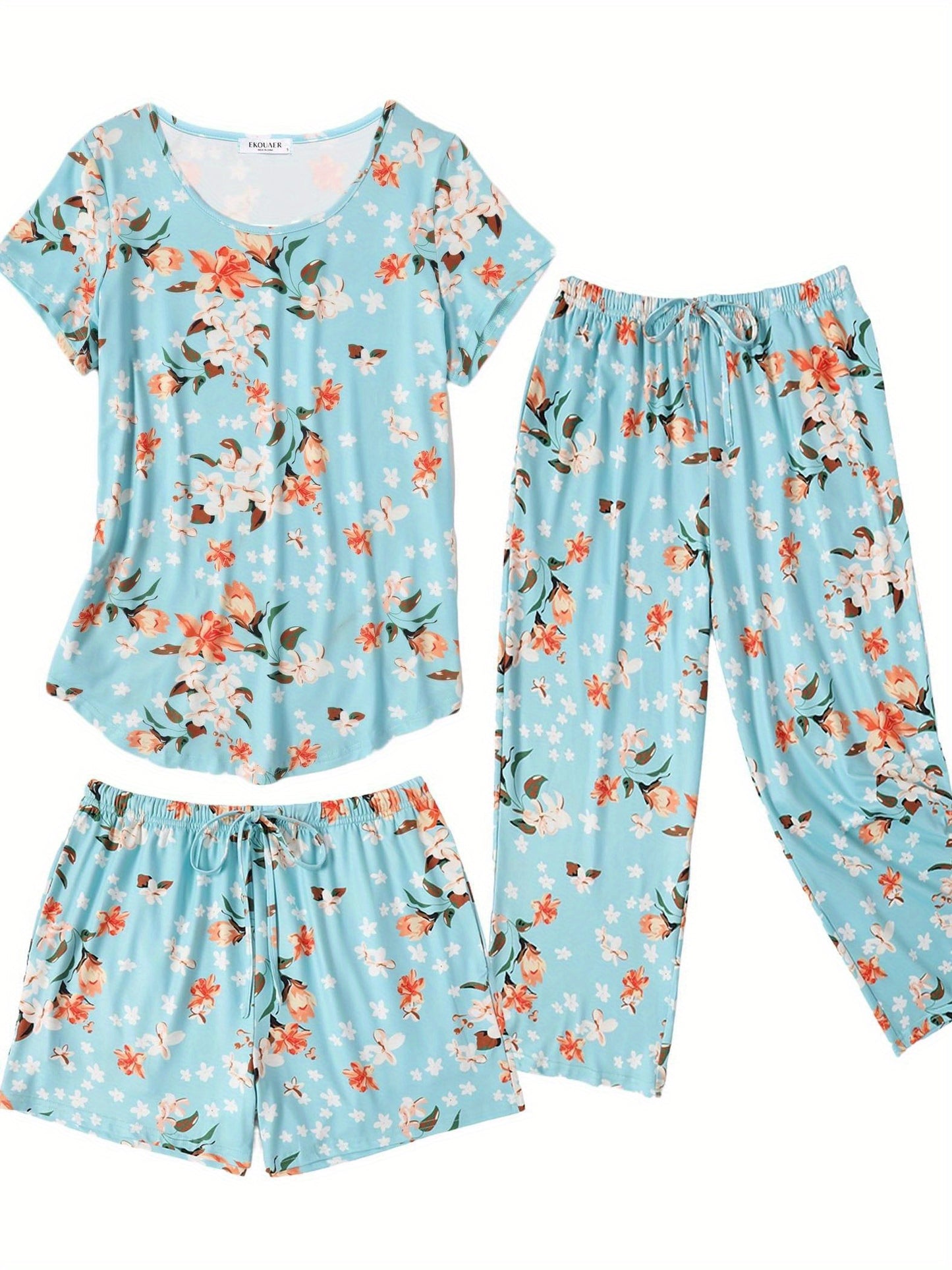 3 PCS Super-Soft Capri Pajamas Set For Women Nightwear