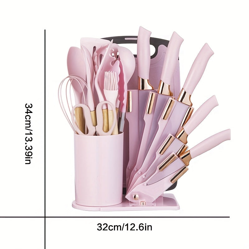 19pcs Silicone Kitchen Utensil & Knife Set – Heat-Resistant Kitchen Essentials for Women