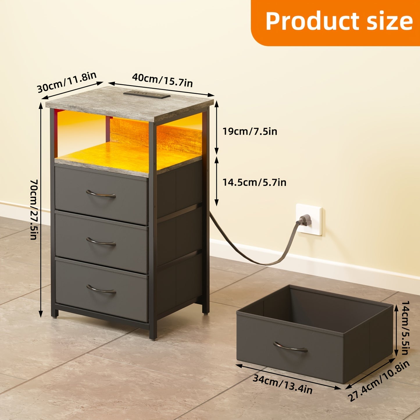 SUPERLELE Night Smart Stand Table With Charging Station