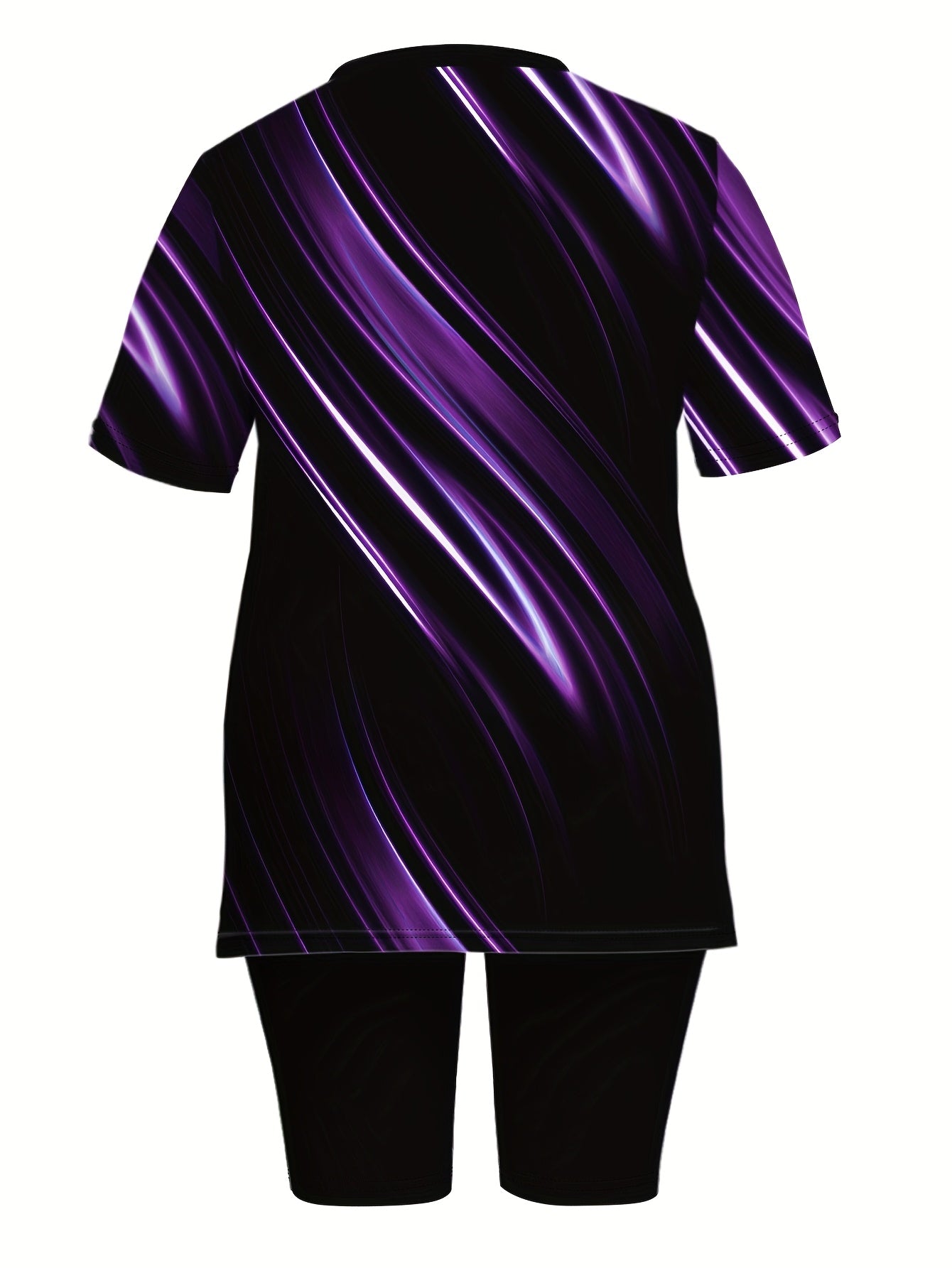 European and American Fashion Gradient Print Shorts Suit Large Size Set