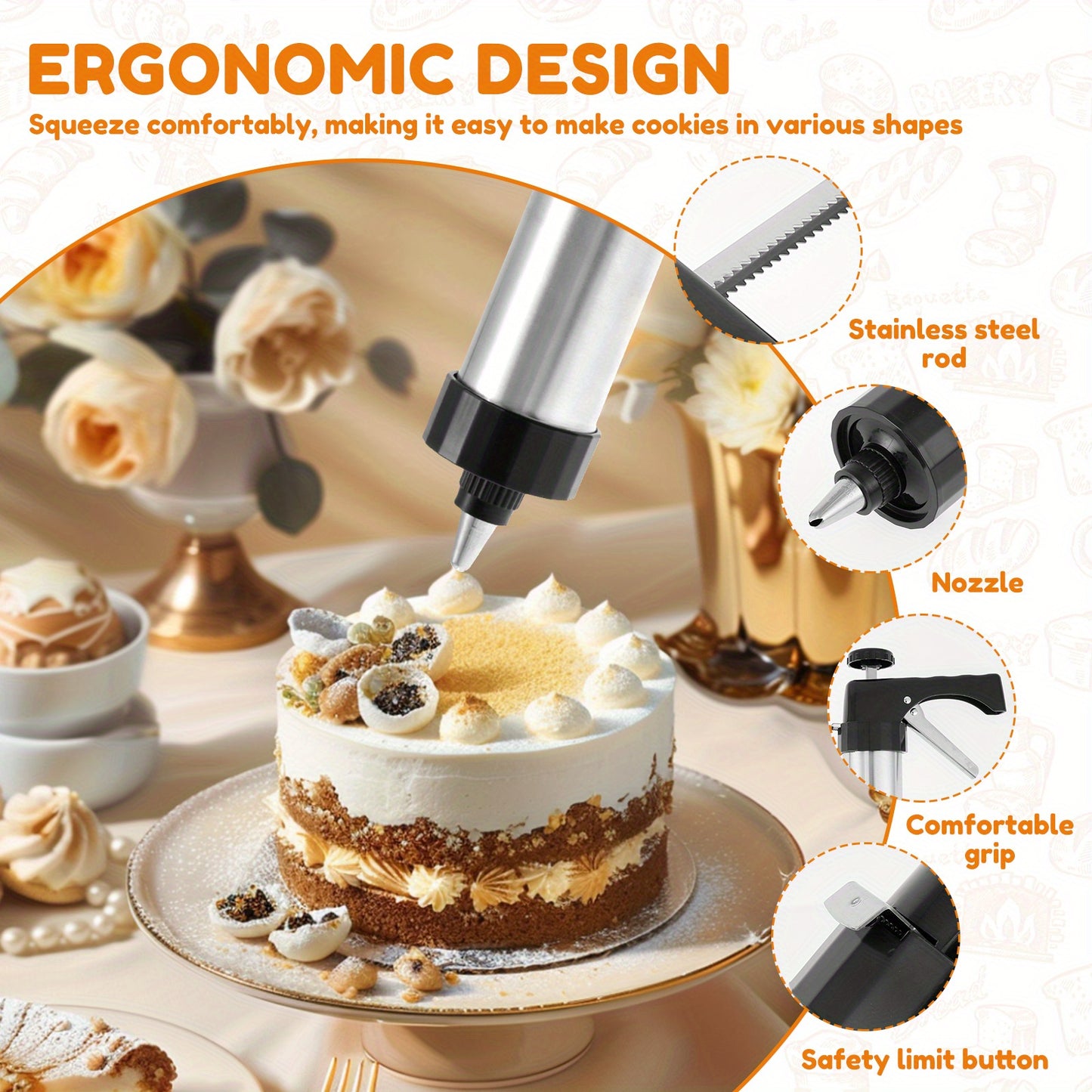 Stainless Steel Cookie Press Decorating Kit