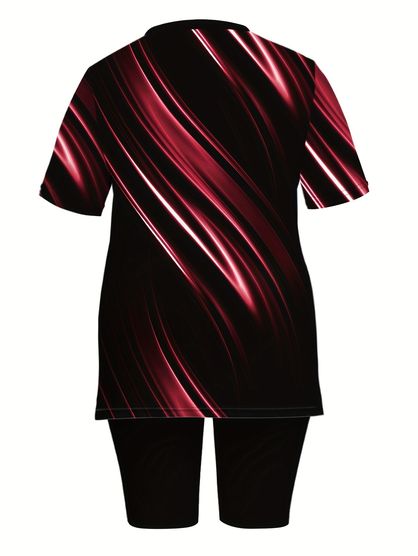 European and American Fashion Gradient Print Shorts Suit Large Size Set