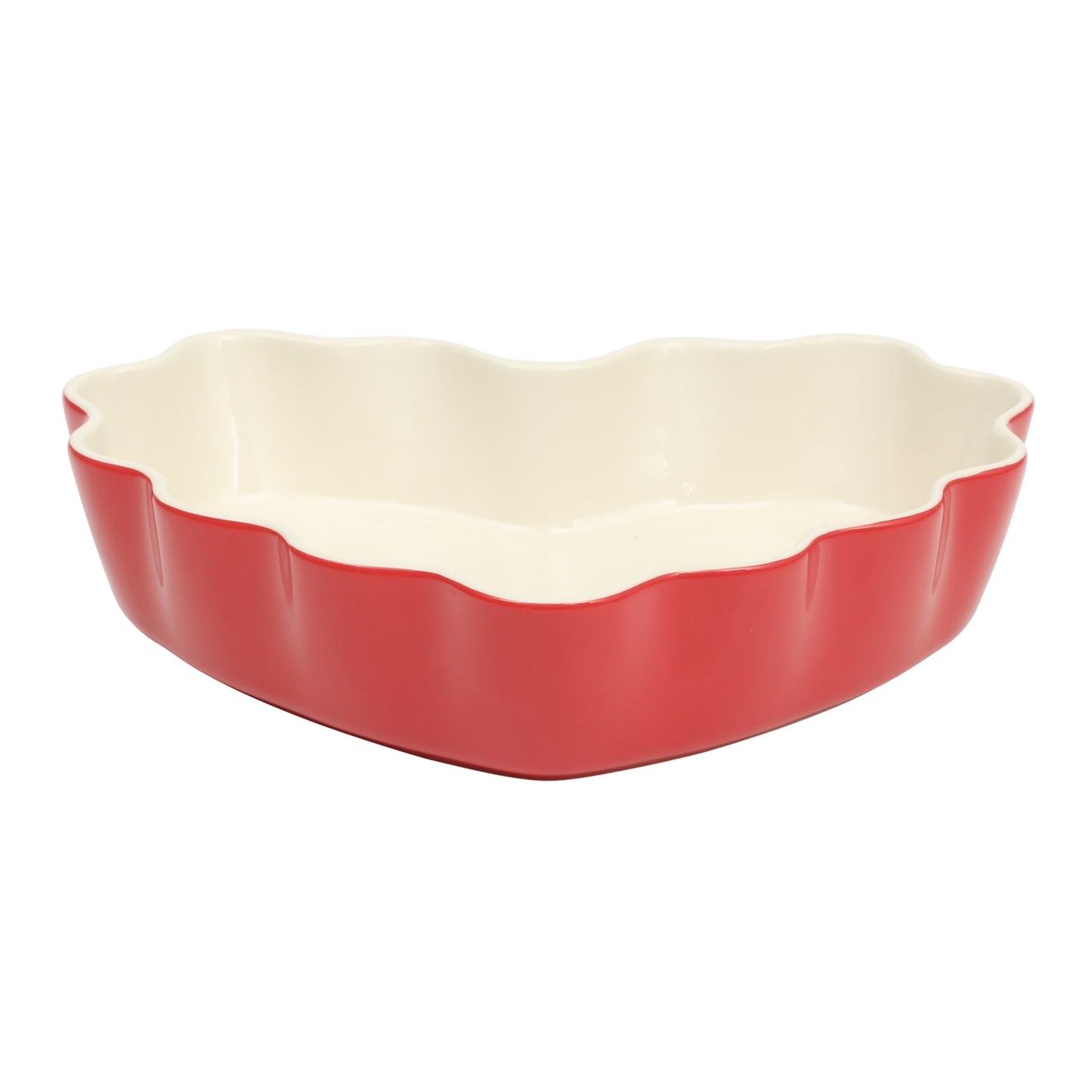 The Heart Ruffle 10-inch Red Ceramic Pie Pan