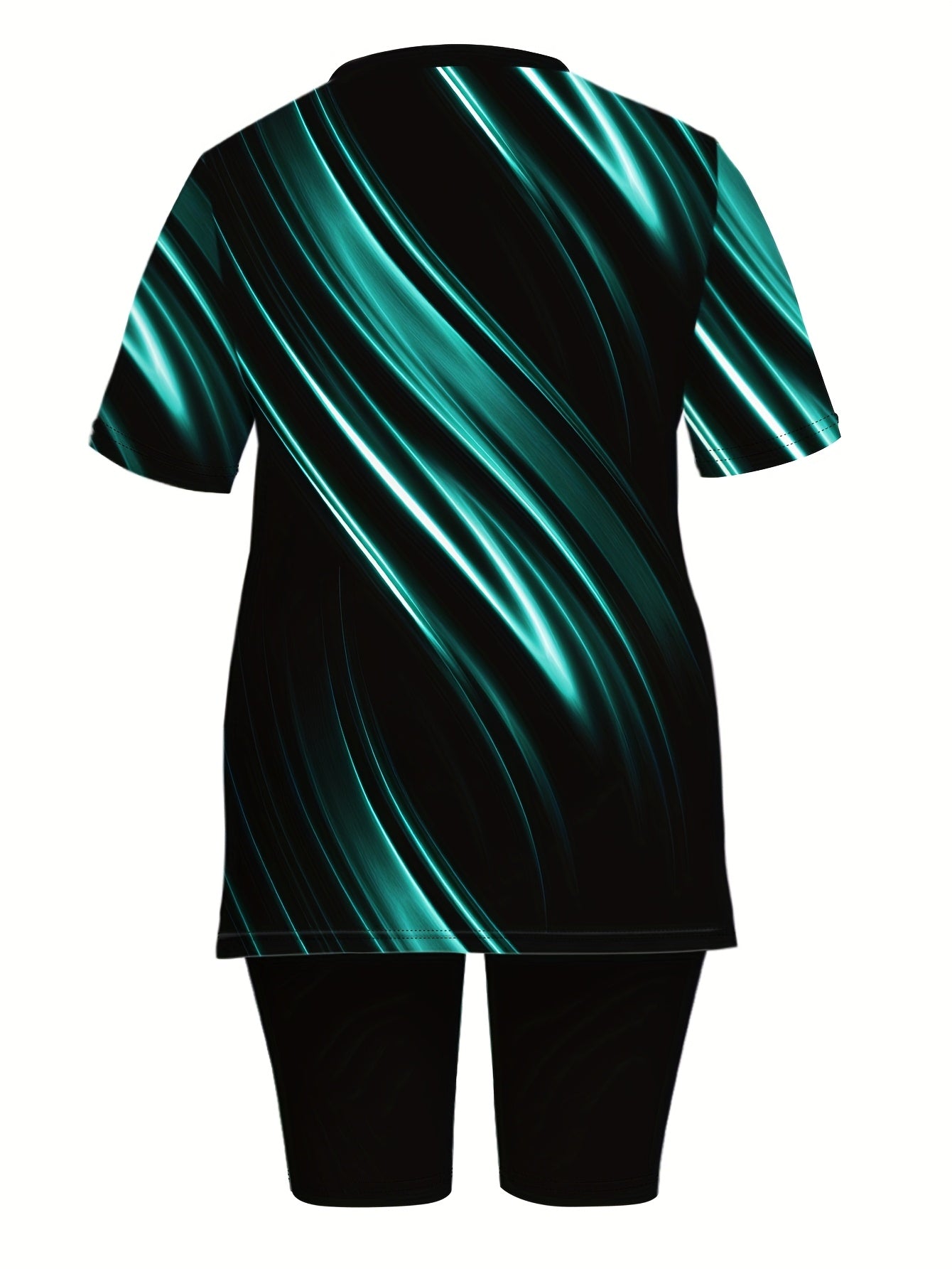 European and American Fashion Gradient Print Shorts Suit Large Size Set