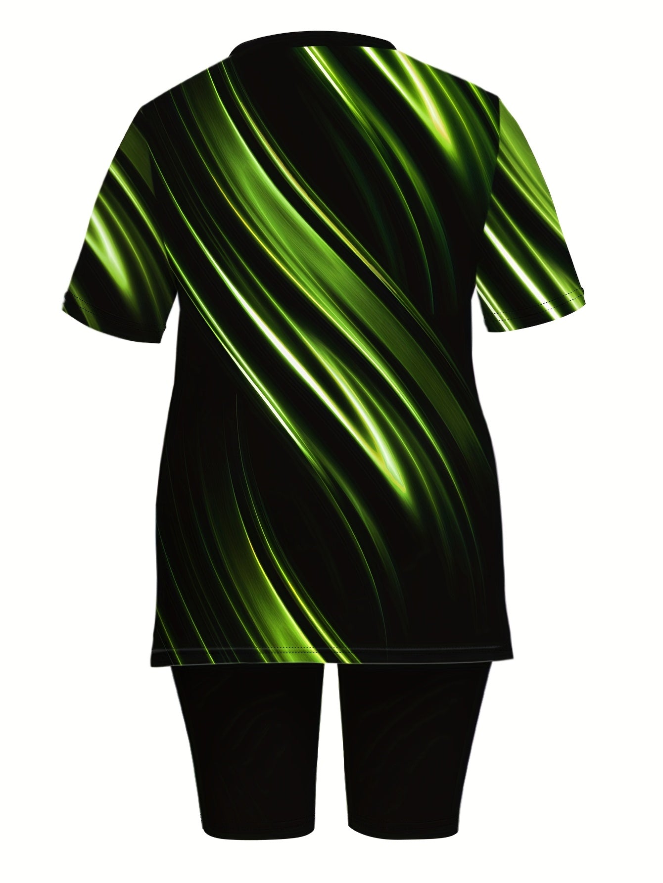 European and American Fashion Gradient Print Shorts Suit Large Size Set