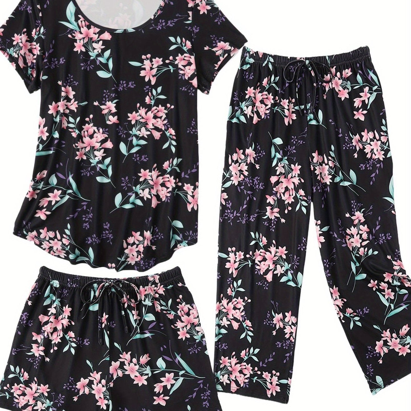 3 PCS Super-Soft Capri Pajamas Set For Women Nightwear