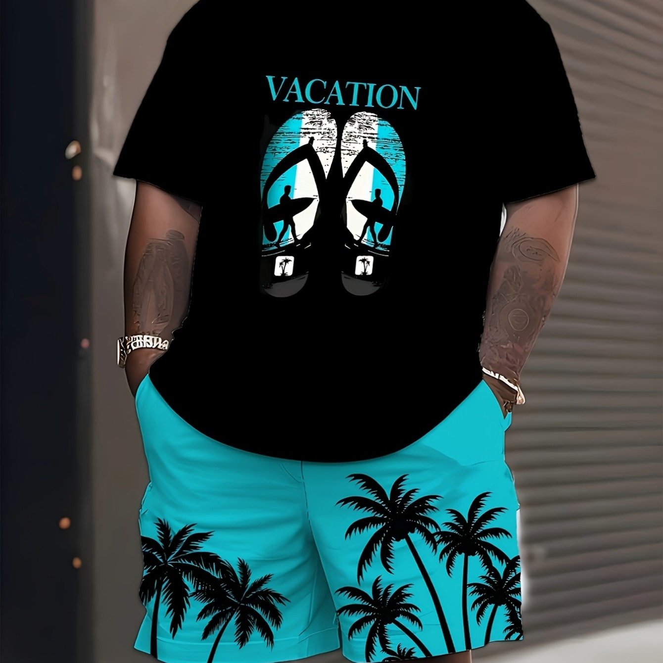 Men's Plus Size 3D Digital Print Vacation Theme T-Shirt
