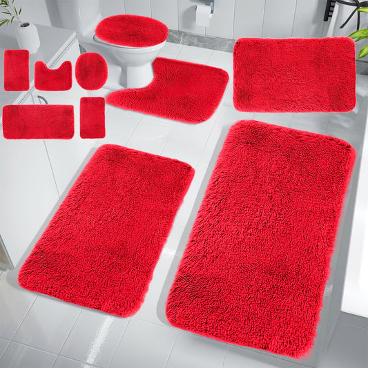 Thick Non-Slip Bathroom Rugs Sets 5pcs