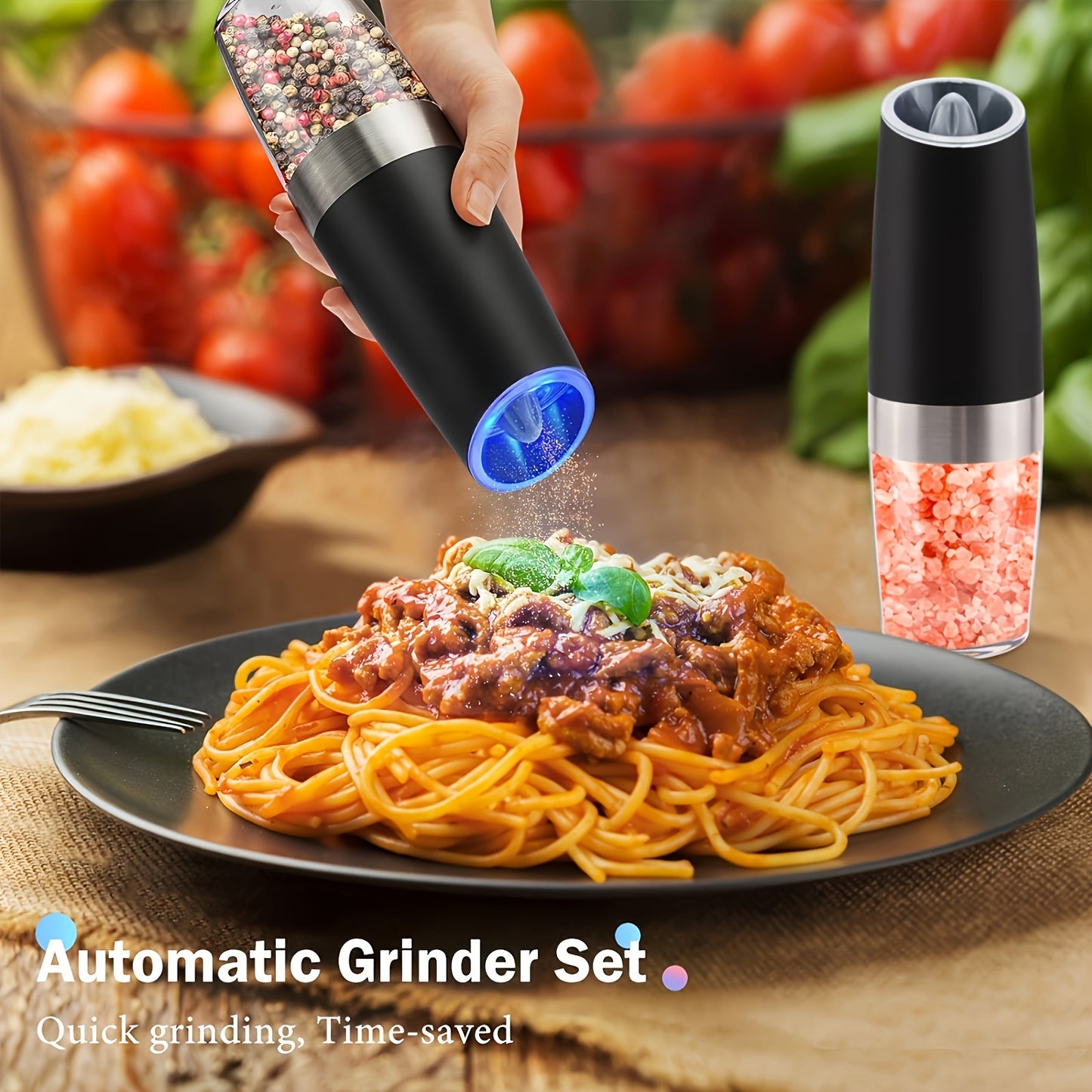 Gravity-powered Electric Salt And Pepper Grinder