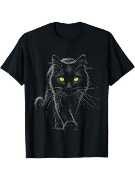 Black Cat Yellow Eyes Cats T-Shirt for Men Women