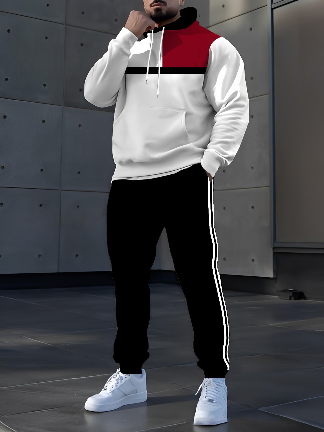 Men's Casual Digital Print Hoodie & Sweatpants Set