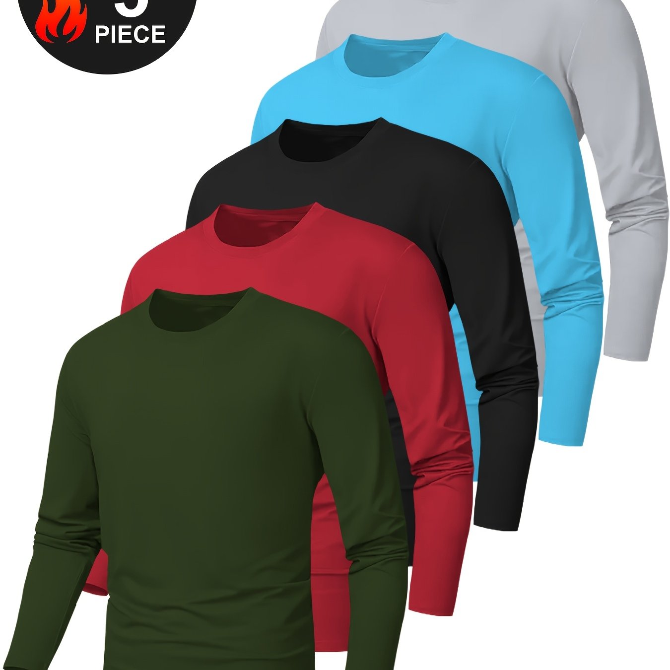 5pcs set of Men's quick-drying exercise long-sleeved T-shirts