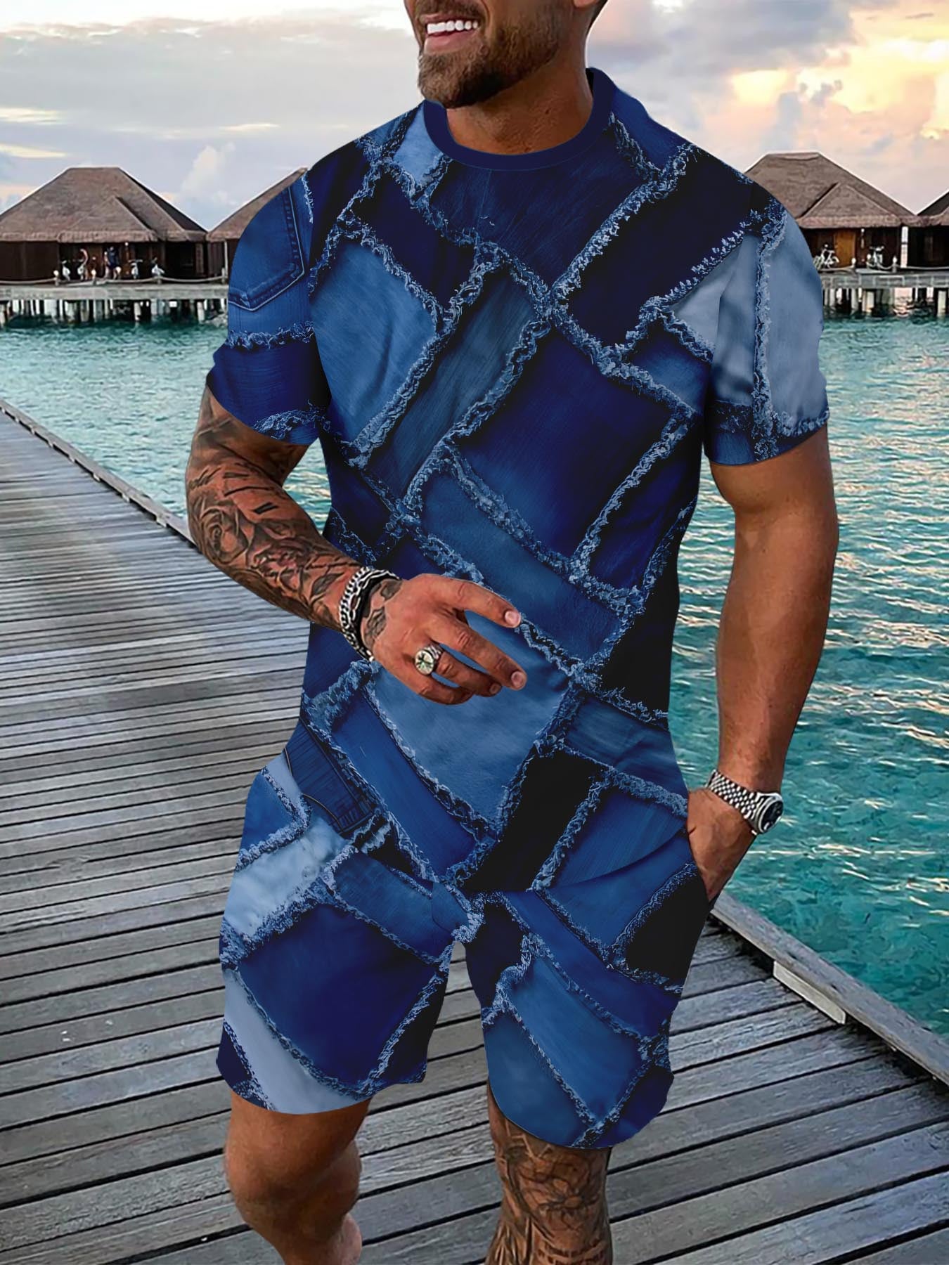 3D Printing Sports Suit Summer Casual Men's T-shirt and Pants