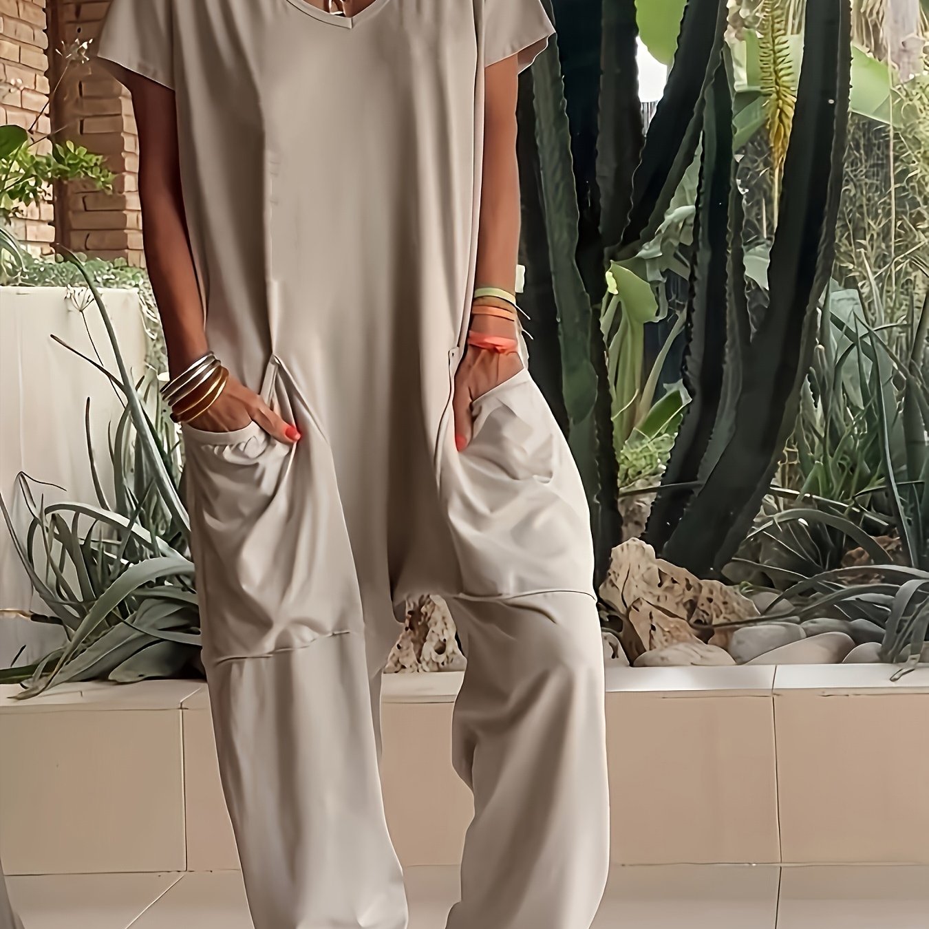 V-Neck Jumpsuit for Women