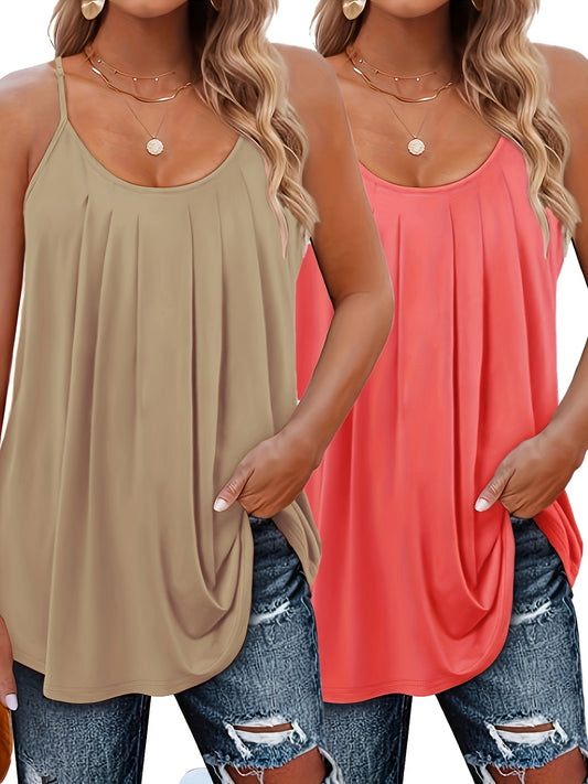 2-Pack Elegant Plus Size Tank Tops & Camis