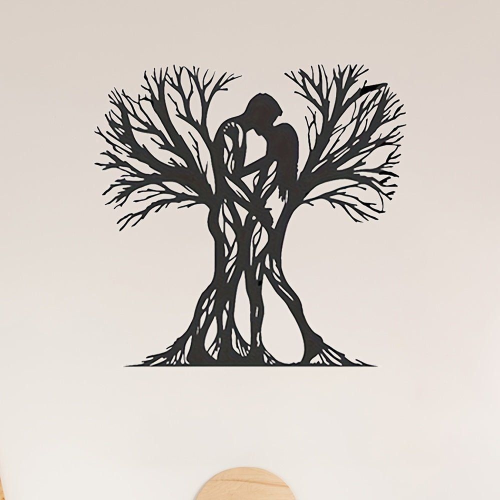 1pc Metal Wall Art, Couple Tree of Life Silhouette