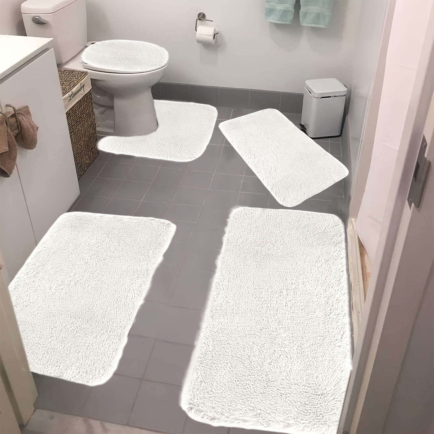 Thick Non-Slip Bathroom Rugs Sets 5pcs