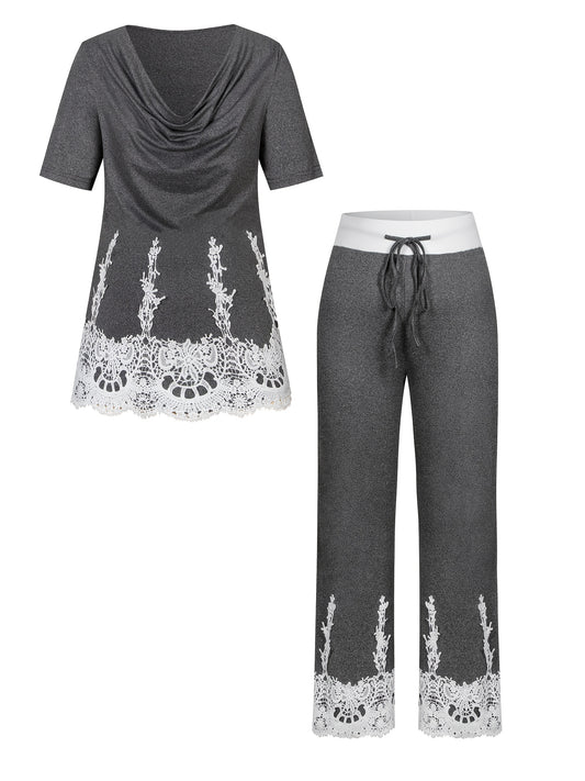 Women's Lace-Trimmed Casual Outfit Set