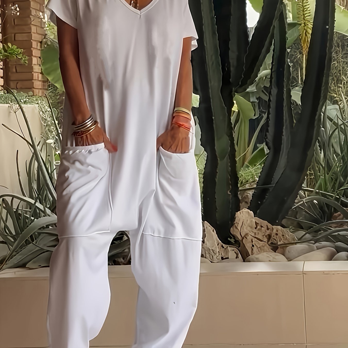 V-Neck Jumpsuit for Women