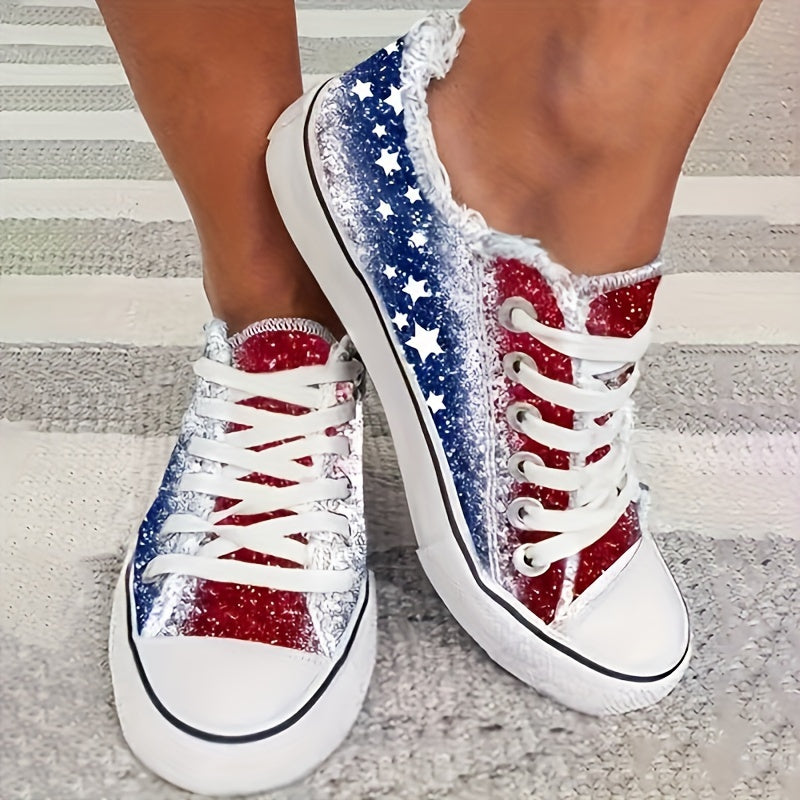 Women'S Stars Print Flat Sneakers