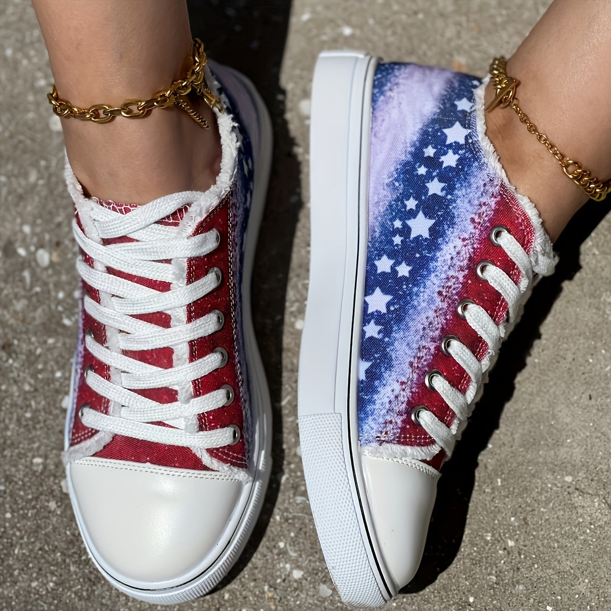 Women'S Stars Print Flat Sneakers