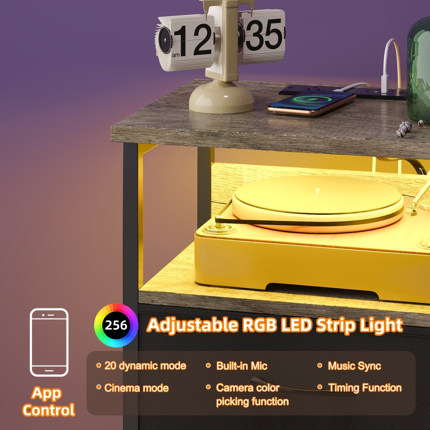 SUPERLELE Night Smart Stand Table With Charging Station