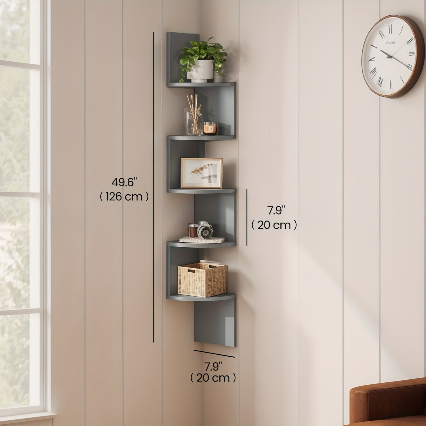 Wall-Mounted Floating 5-Tier Storage Shelf