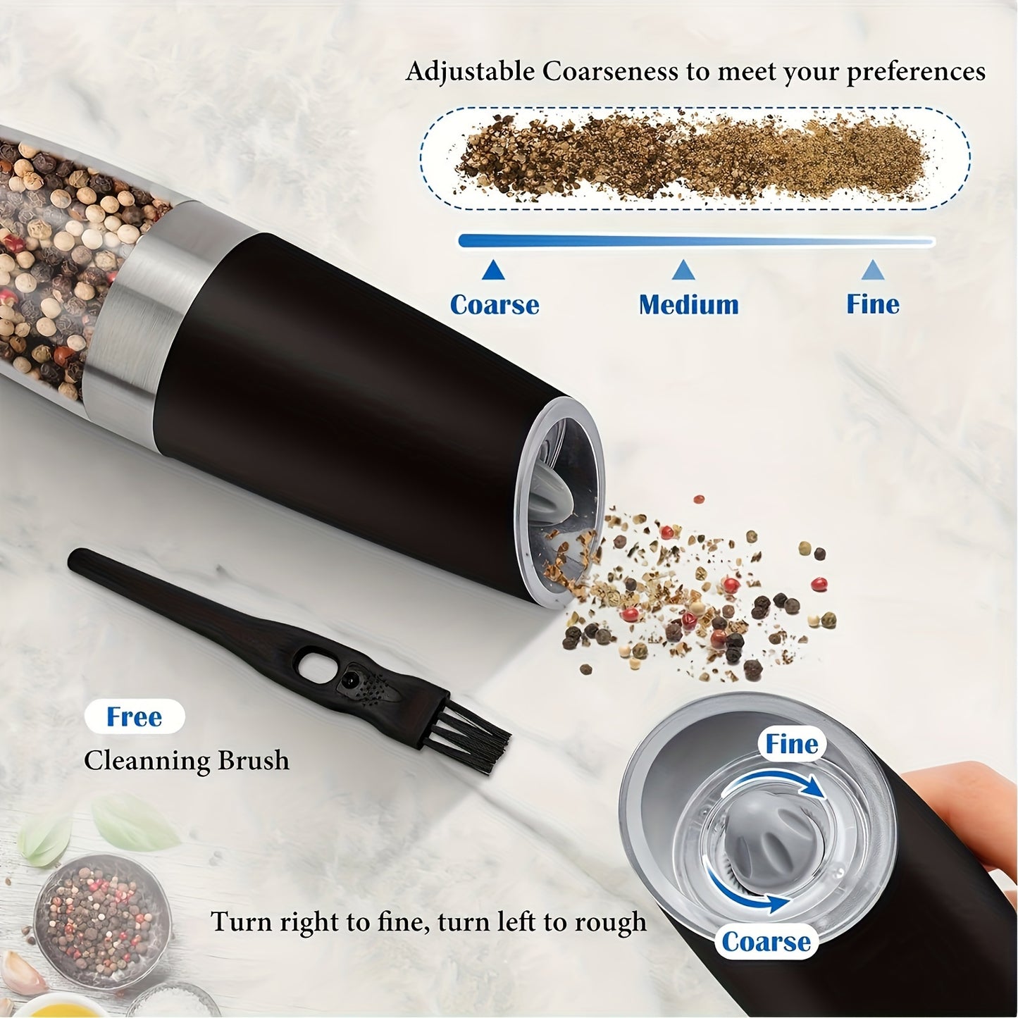 Gravity-powered Electric Salt And Pepper Grinder