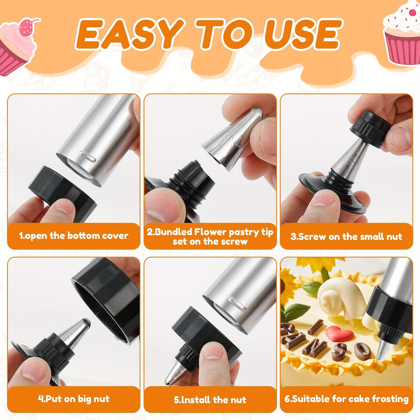 Stainless Steel Cookie Press Decorating Kit