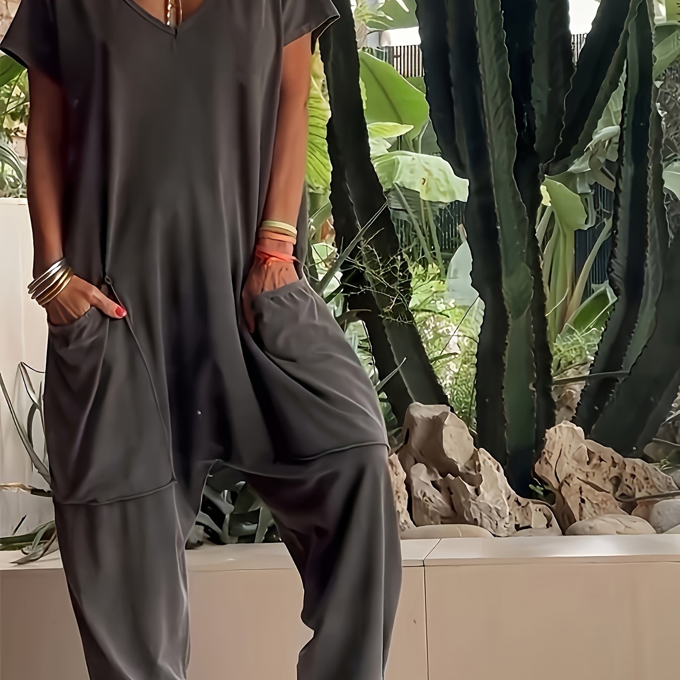 V-Neck Jumpsuit for Women