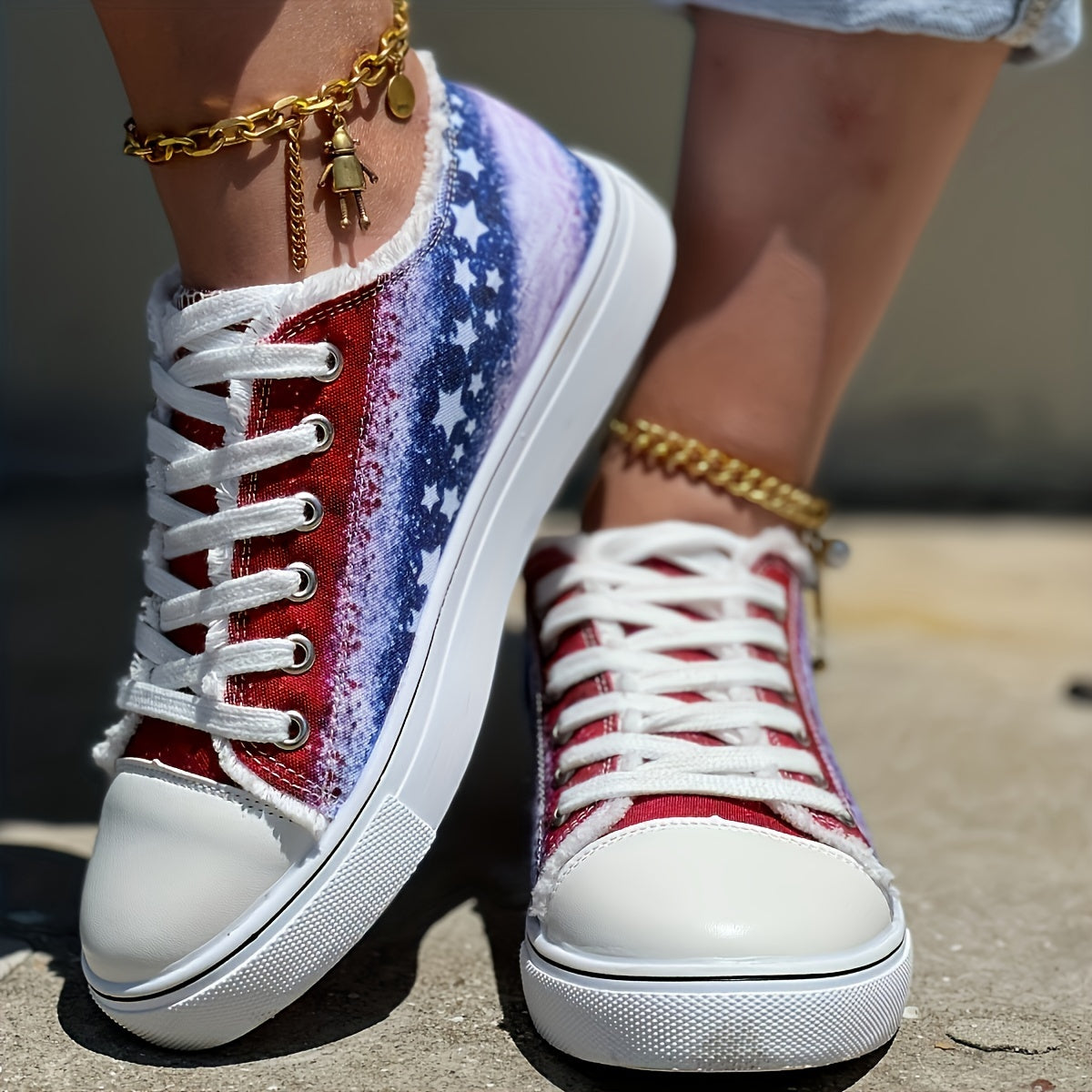 Women'S Stars Print Flat Sneakers