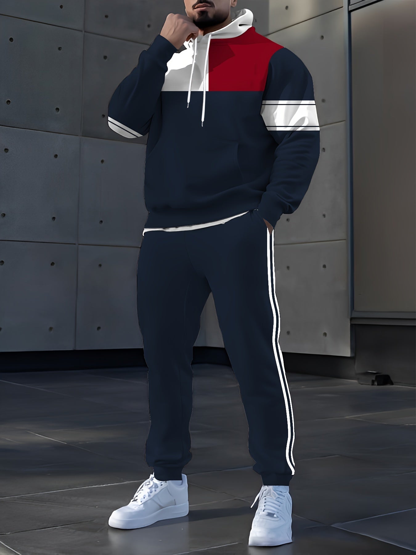 Men's Casual Digital Print Hoodie & Sweatpants Set