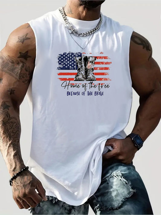 Men'S Vest Printed Casual Summer Sleeveless T-Shirt Top