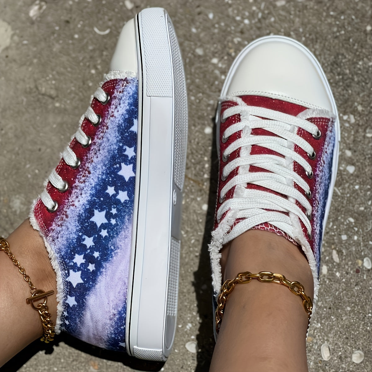 Women'S Stars Print Flat Sneakers