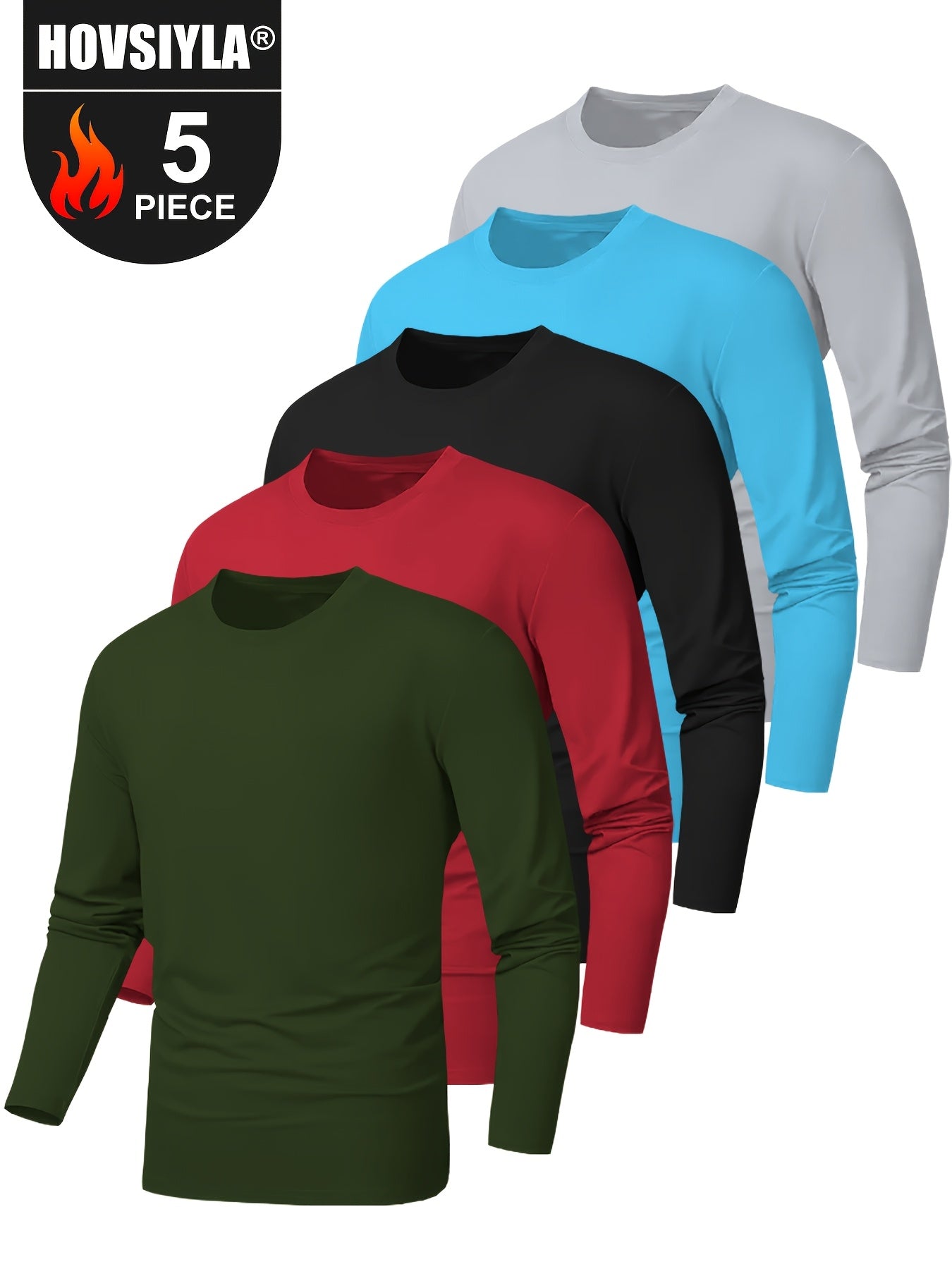 5pcs set of Men's quick-drying exercise long-sleeved T-shirts