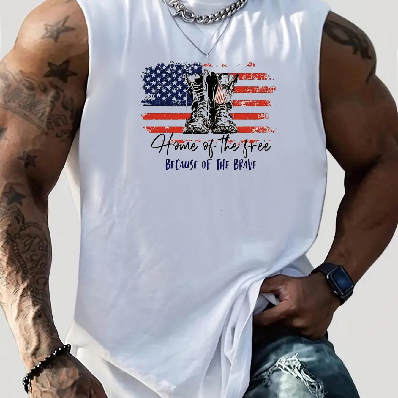 Men'S Vest Printed Casual Summer Sleeveless T-Shirt Top
