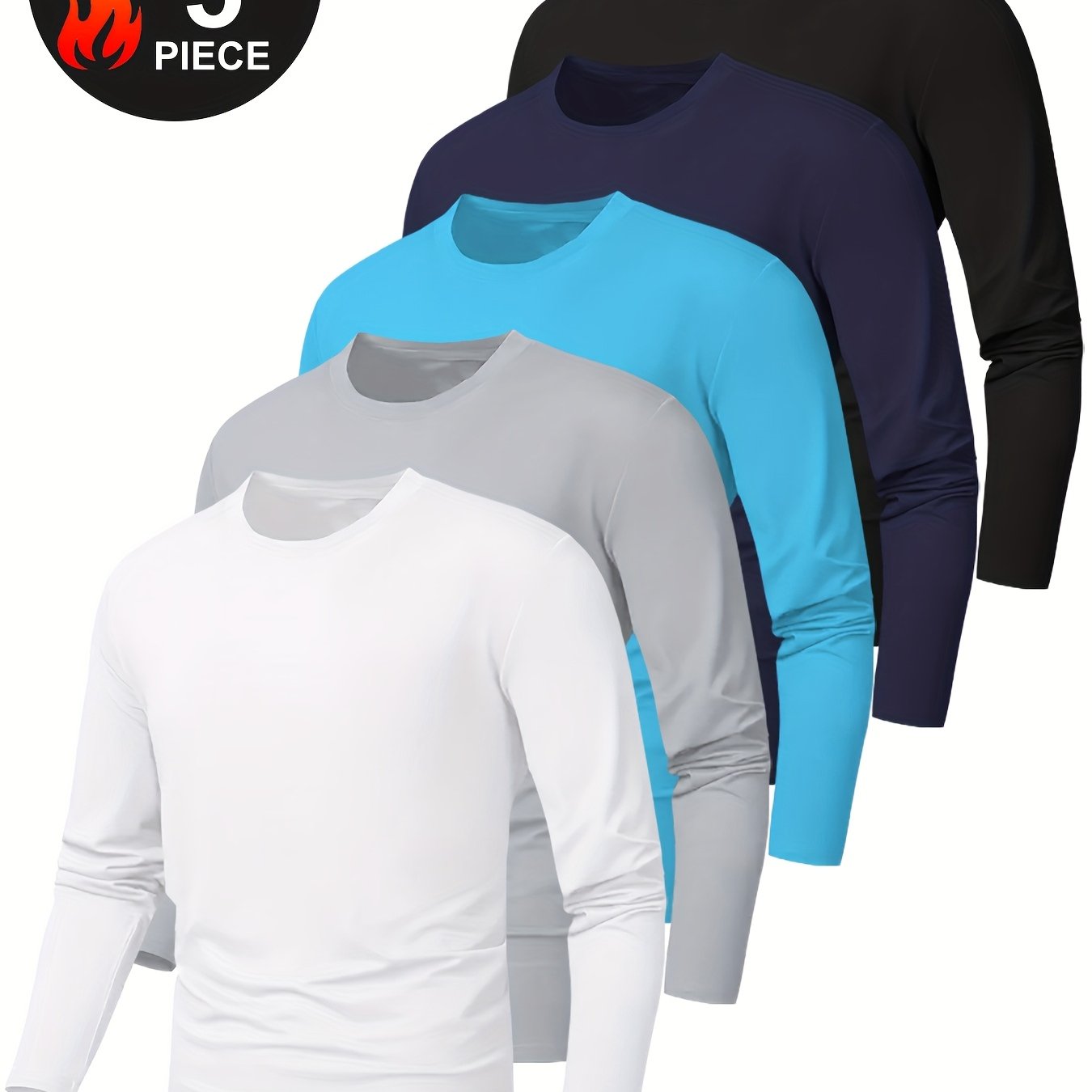 5pcs set of Men's quick-drying exercise long-sleeved T-shirts