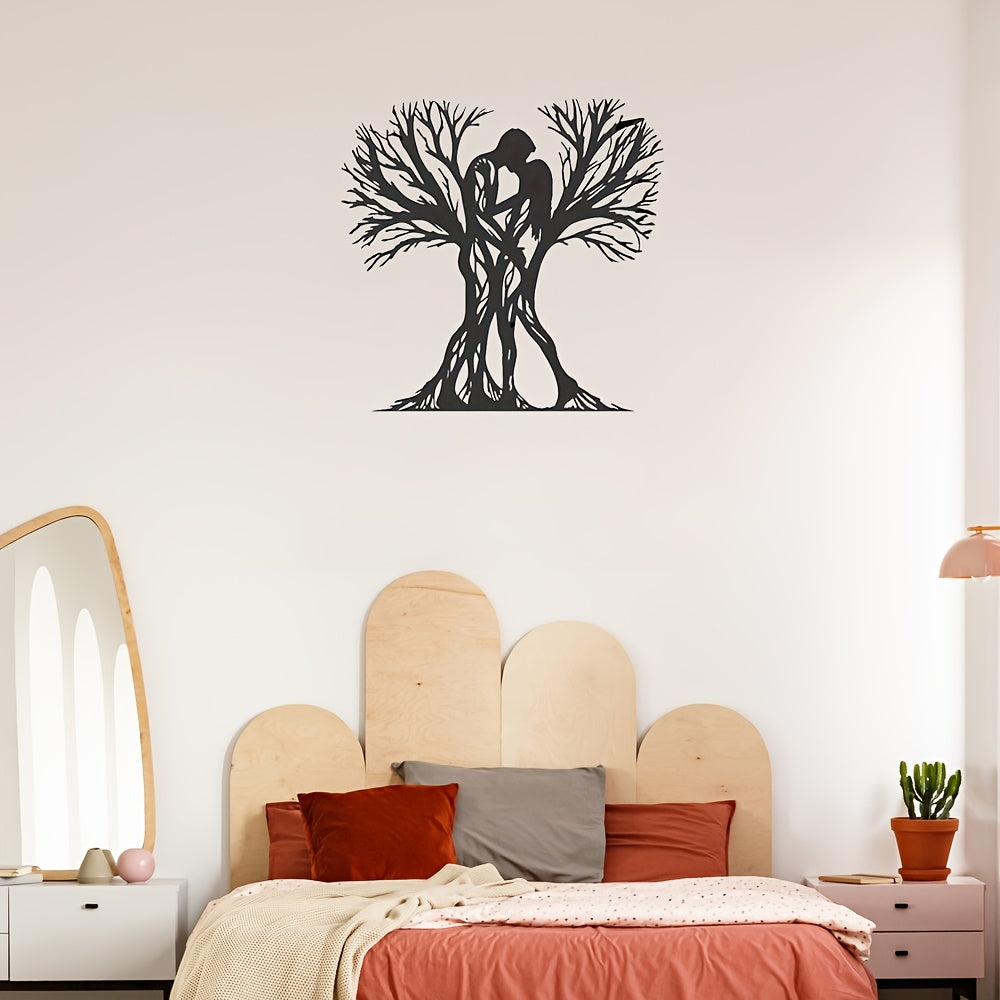 1pc Metal Wall Art, Couple Tree of Life Silhouette