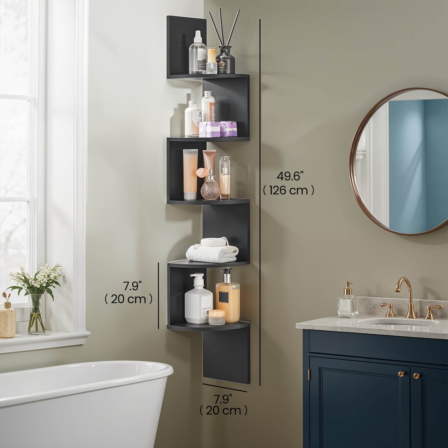 Wall-Mounted Floating 5-Tier Storage Shelf