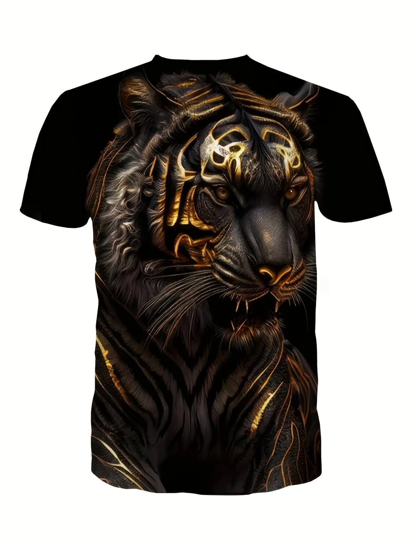 Men's Stylish Tiger 3D Digital Pattern Print Graphic T-Shirt