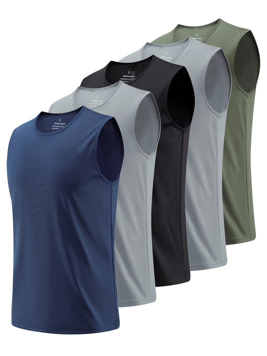 5pcs Men's Athletic Tank Tops - Quick-Dry Sleeveless Shirts