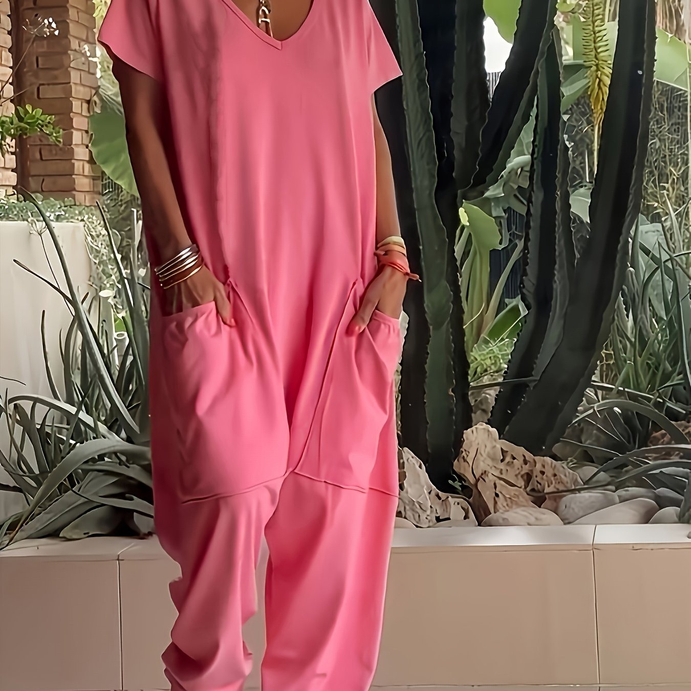 V-Neck Jumpsuit for Women