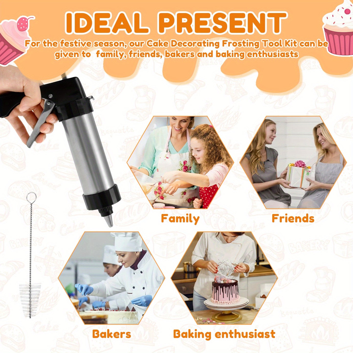 Stainless Steel Cookie Press Decorating Kit