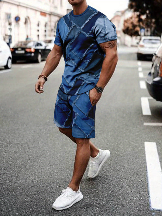 3D Printing Sports Suit Summer Casual Men's T-shirt and Pants