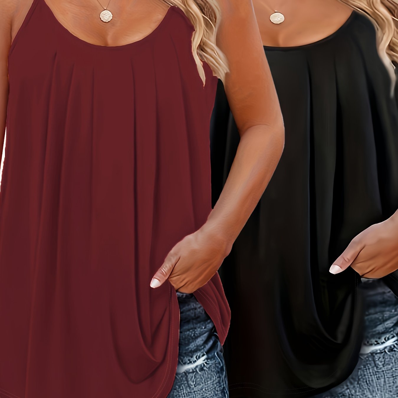 2-Pack Elegant Plus Size Tank Tops & Camis