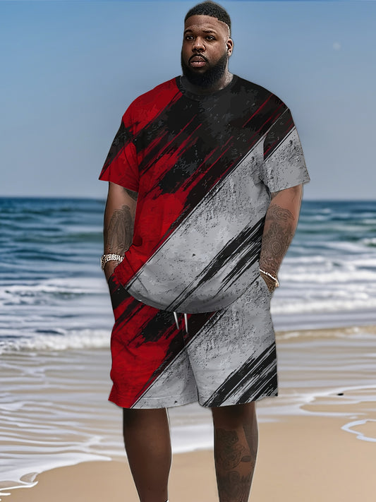 Comfortable Multicolor Plus Size Casual Sports Set for Men