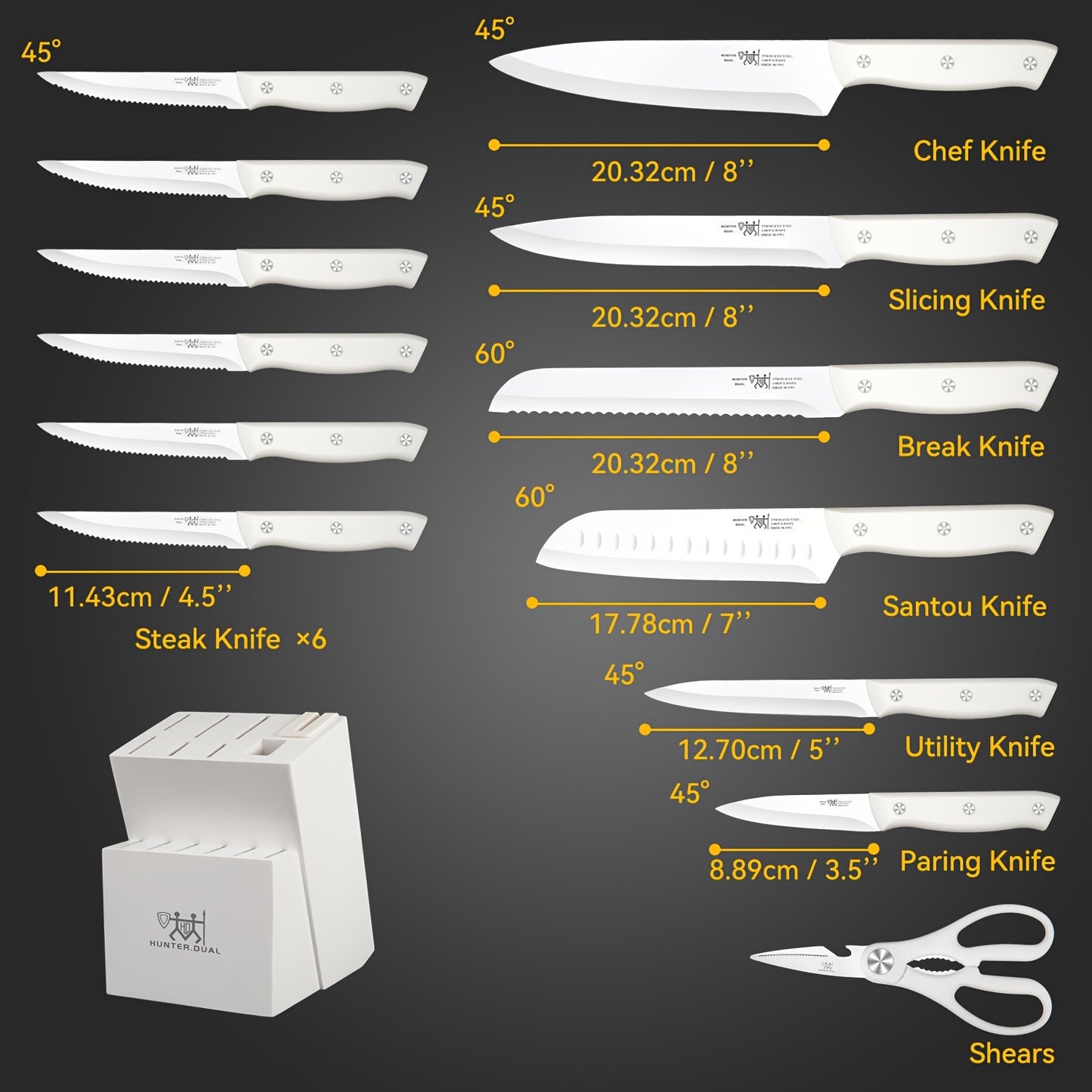 15pcs German Stainless Steel Knife Set